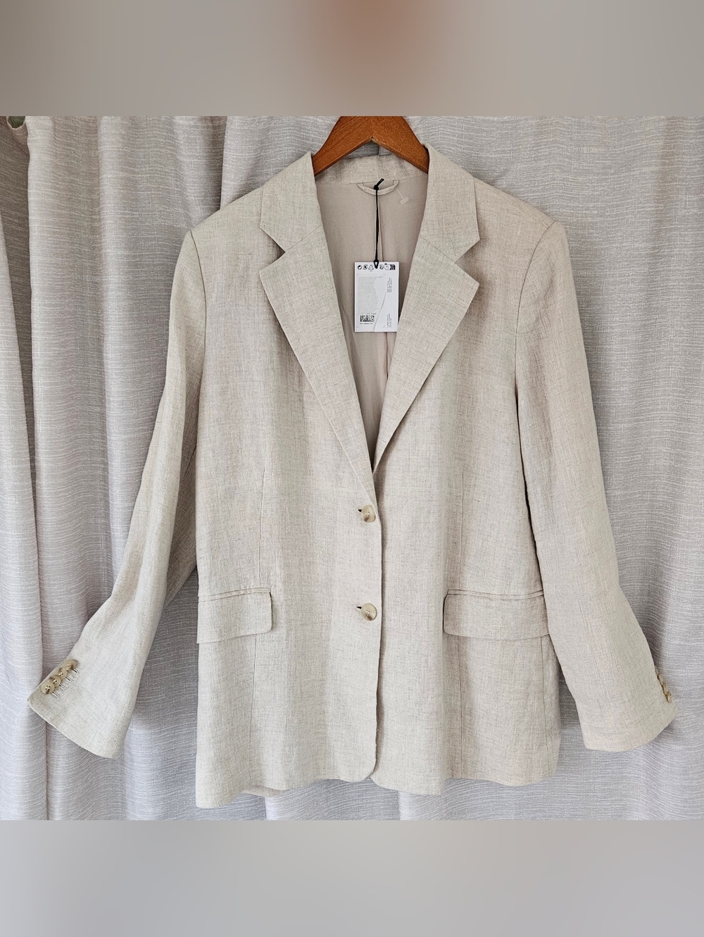 Stockholm Atelier Women's Linen-Blend Lined Blazer Size 12